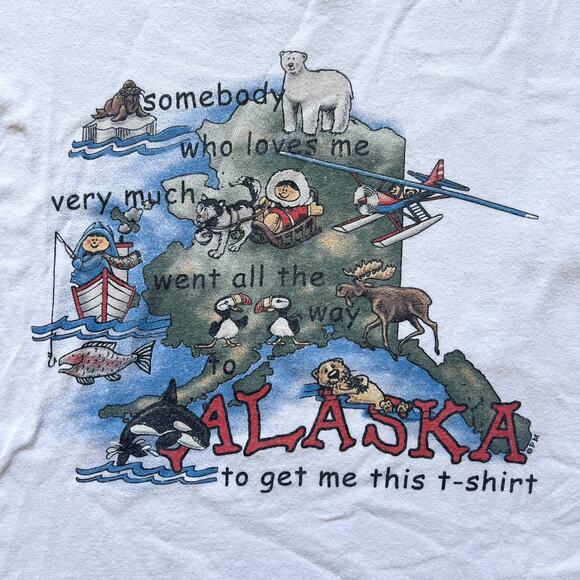 Vtg Womens Alaska Destination Graphic T-Shirt Size M Retro Nature Animals Funny - Picture 2 of 8